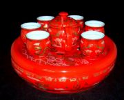 中国红瓷茶具套装