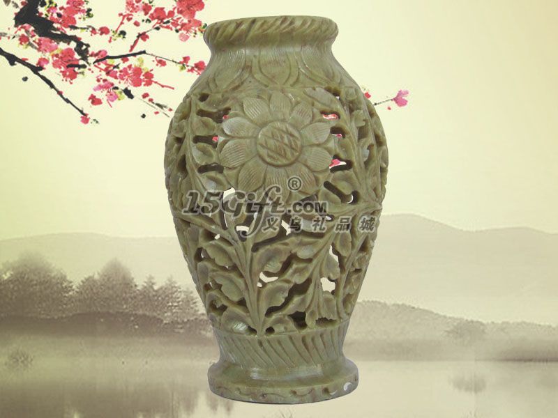 天然青田石手工雕刻花瓶,HP-029203